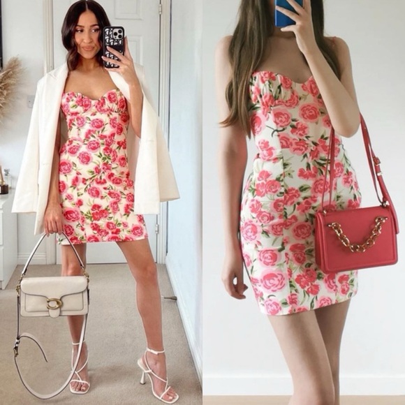 Zara / NWOT Floral Corsetry Inspired Dress - Picture 1 of 12